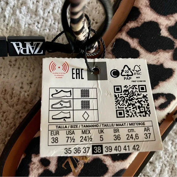 ZARA - Animal Leopard Print Bow Flat Sandals (7.5 US / 38 EUR) NWT - Picture 11 of 13